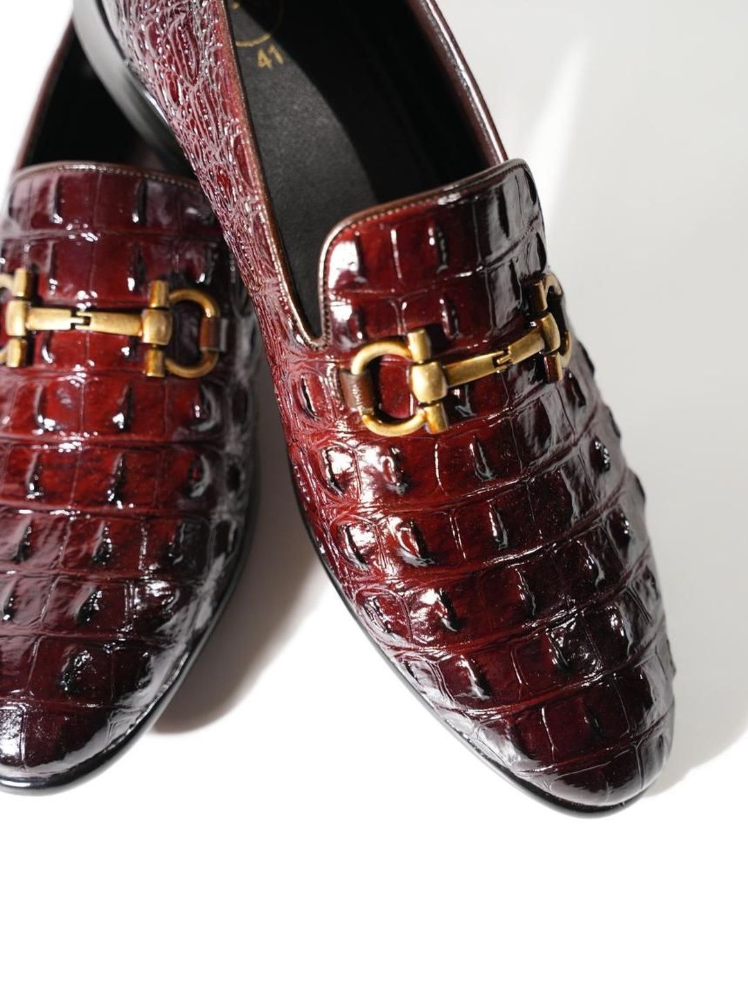 MONKSTORY Men Horsebit Exotic Scale Textured Slip-Ons Formal Shoes