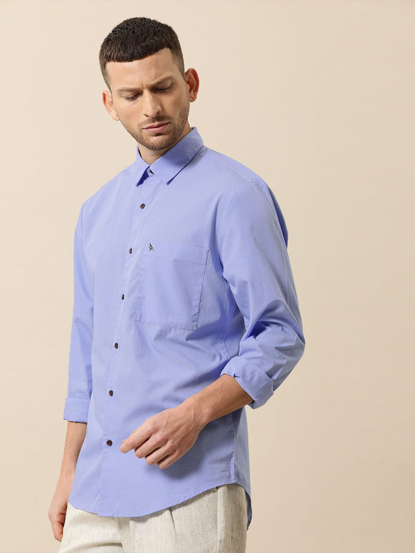 Encik Bowerbird Men Blue Blue Solid Dises Fit Casual Shirt