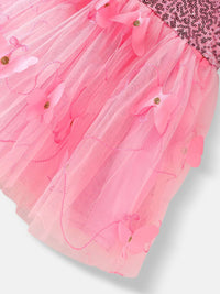 Nauti Nati Embellished Flutter Sleeve Net Fit & Flare Dress