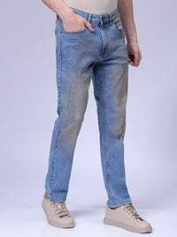 The Indian Garage Co Men Straight Fit Heavy Fade Low Distress Stretchable Jeans