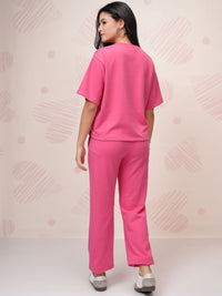 Tokyo Talkies Pink Disney Mickey Mouse Printed Round Neck Pure Cotton T-Shirt & Jogger
