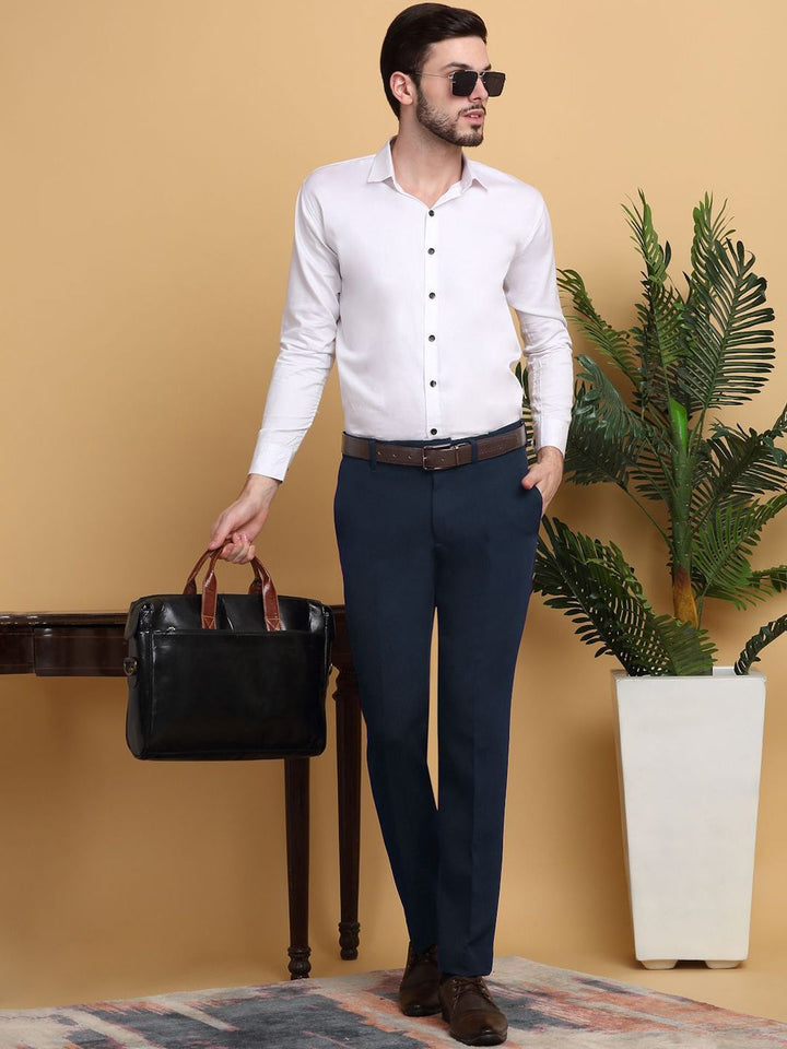 KLOTTHE Men Slim Fit Mid-Rise Formal Trouser