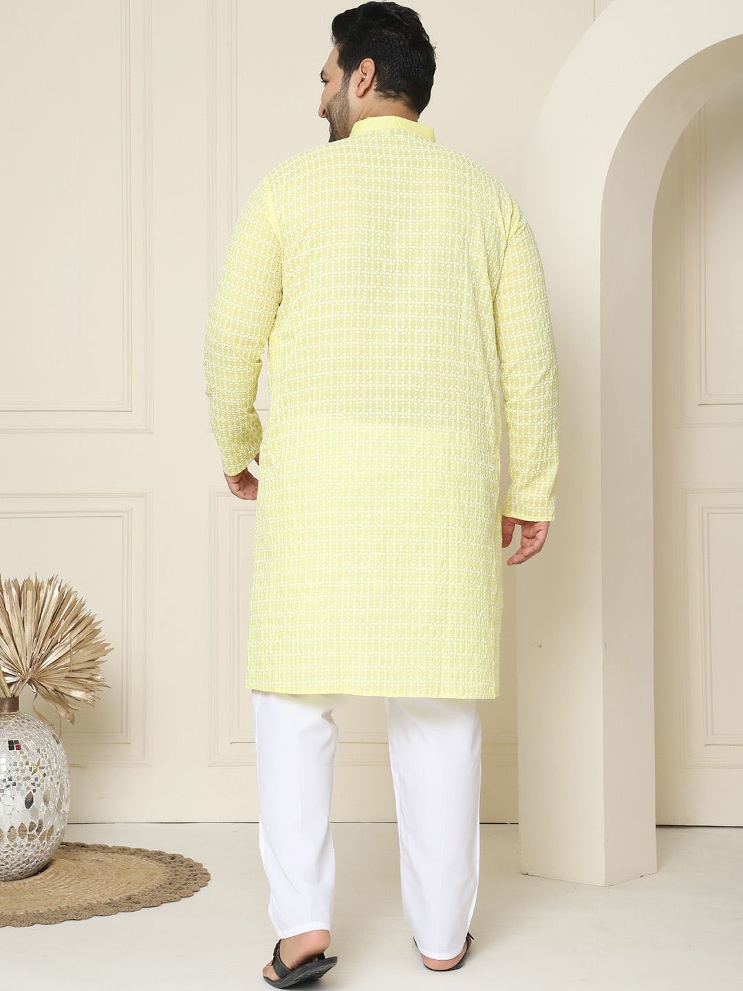 SOJANYA PLUS Ethnic Motifs Embroidered Mandarin Collar Straight Kurta with Pyjamas