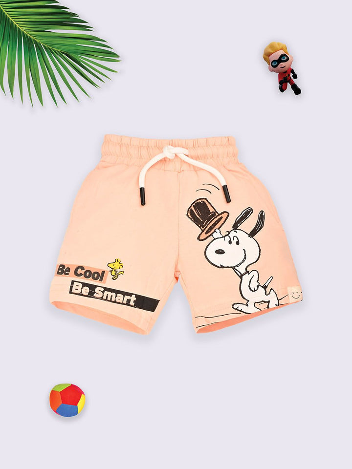 Happy Faces Boys Peanuts Printed Cotton Shorts