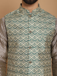 Anouk Ethnic Motifs Regular Kurta with Churidar & Nehru jacket