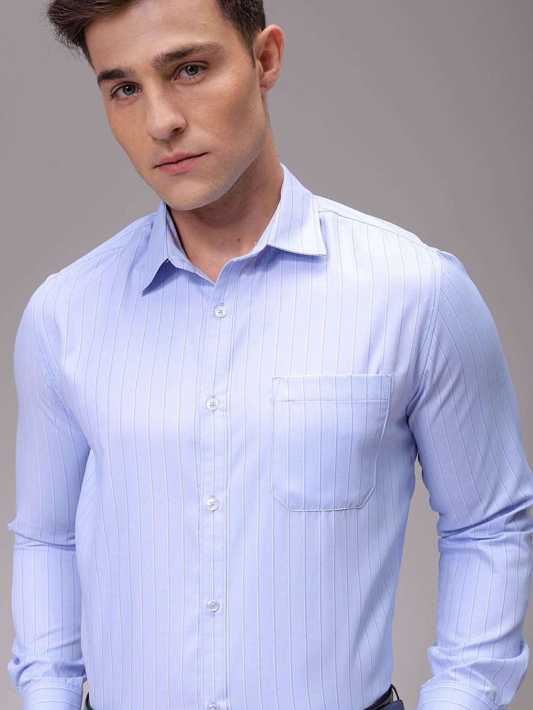 The Indian Garage Co. X Luxe Men Slim Fit Multi Stripes Opaque Striped Formal Shirt