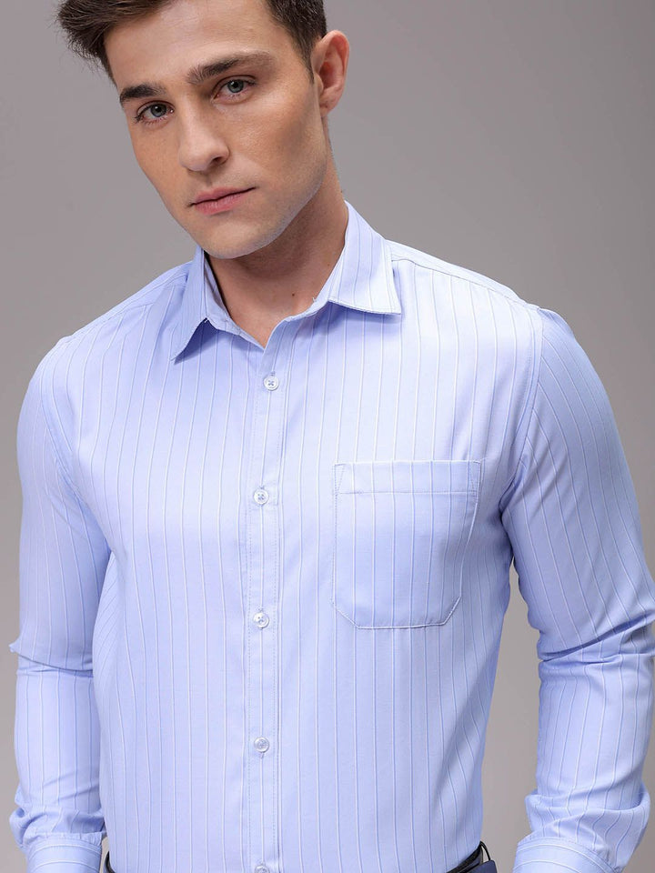 The Indian Garage Co. X Luxe Men Slim Fit Multi Stripes Opaque Striped Formal Shirt