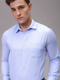 The Indian Garage Co. X Luxe Men Slim Fit Multi Stripes Opaque Striped Formal Shirt