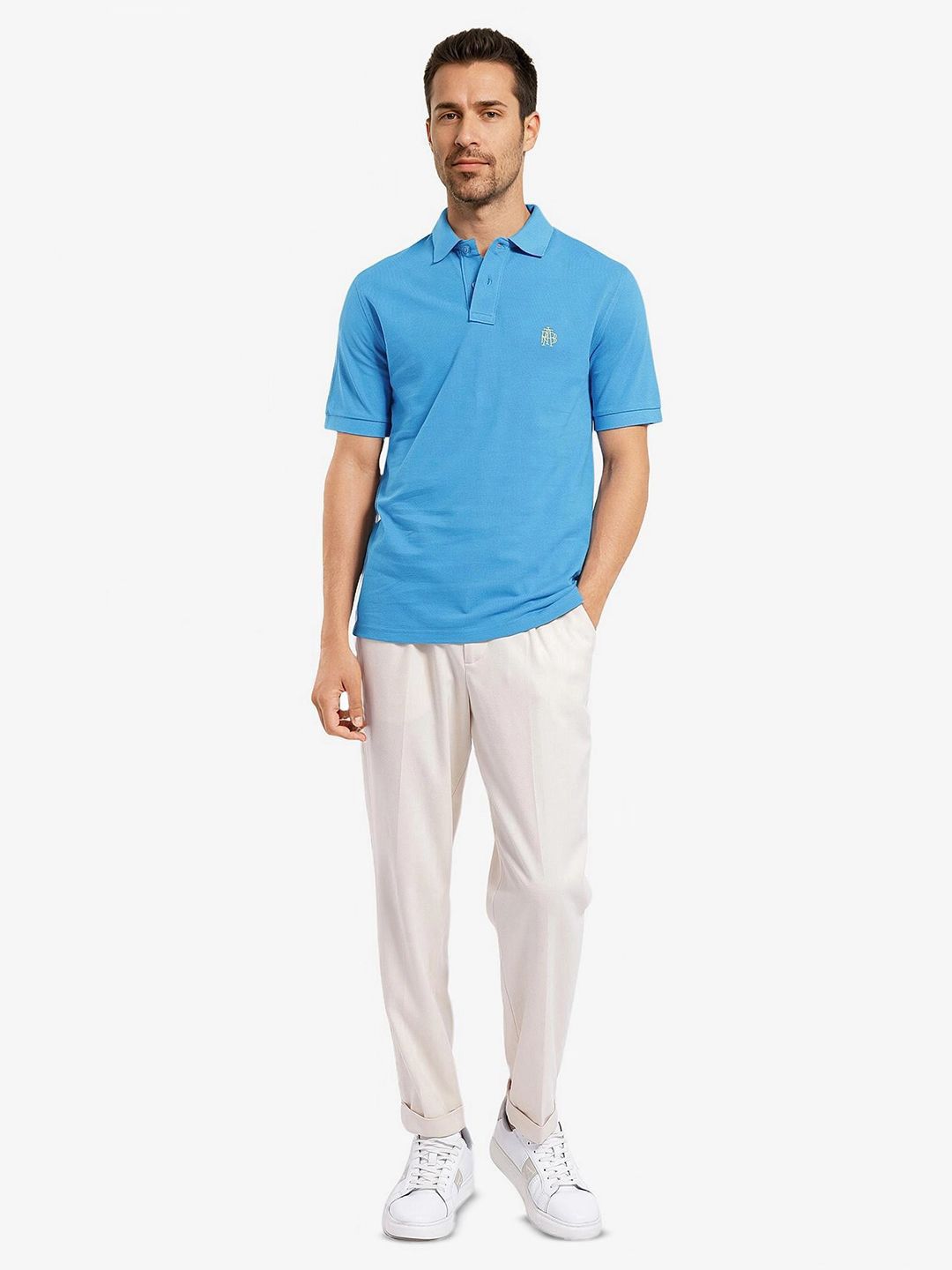 RARE RABBIT Men Solid Polo Collar Cotton T-shirt