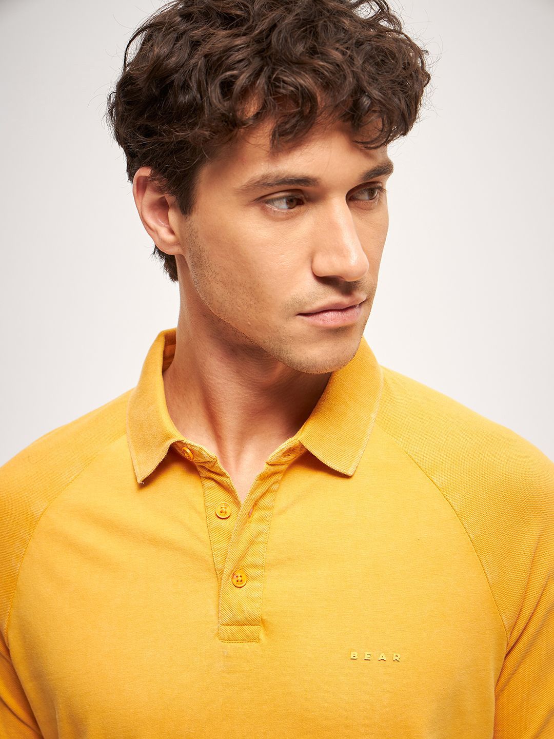 THE BEAR HOUSE Men Solid Polo Collar Pure Cotton T-shirt
