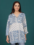 Varanga Print Cotton Shirt Style Longline Top