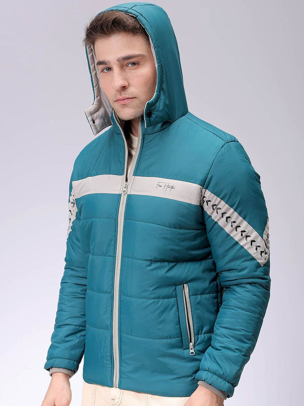 The Indian Garage Co Men Colourblocked Lightweight Padded Jacket with Patchwork