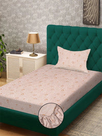 Myntra Elegant Homes Orange & White Geometric 300 TC Single Bedsheet with 1 Pillow Covers