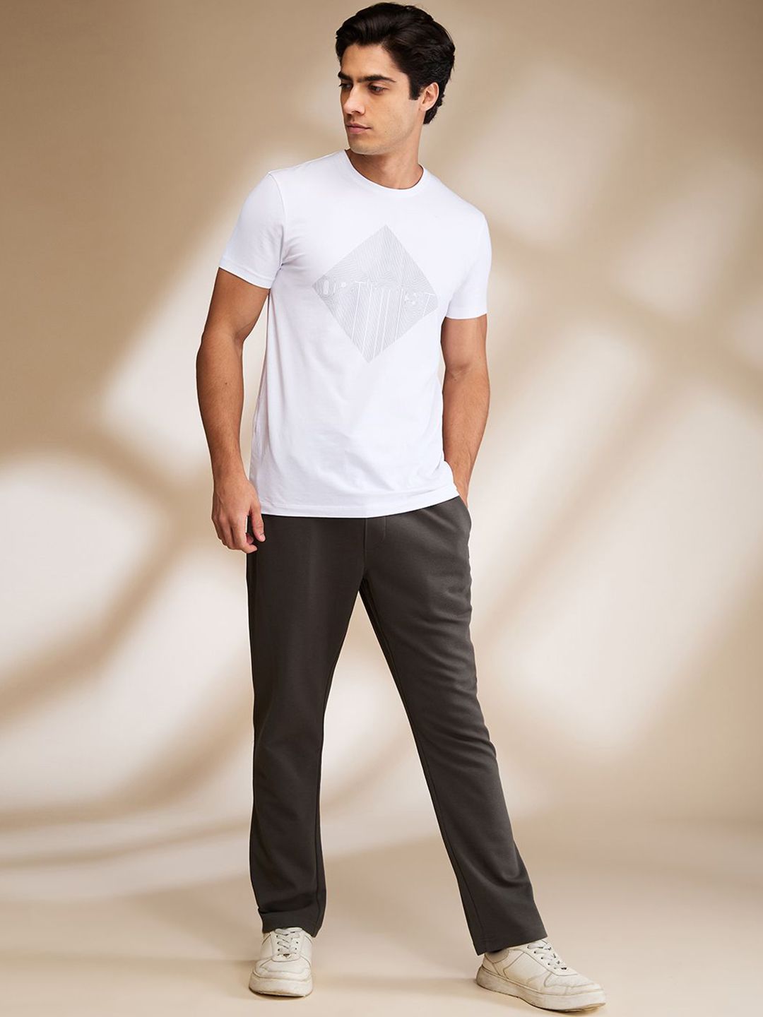 Being Human Solid Men Mid-Rise Track Pants