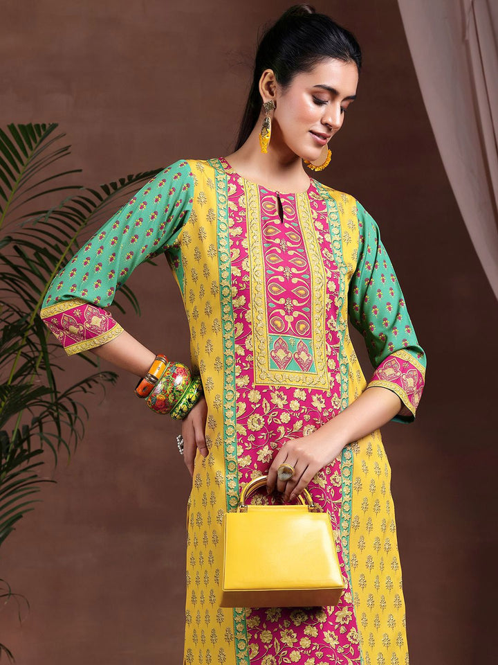 Libas Floral Printed Straight Kurta with Palazzos