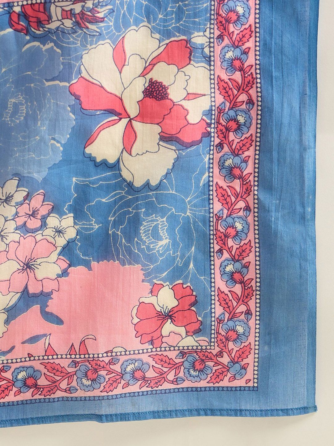 Indo Era Floral Printed Pure Cotton Kurta With Trousers & Dupatta