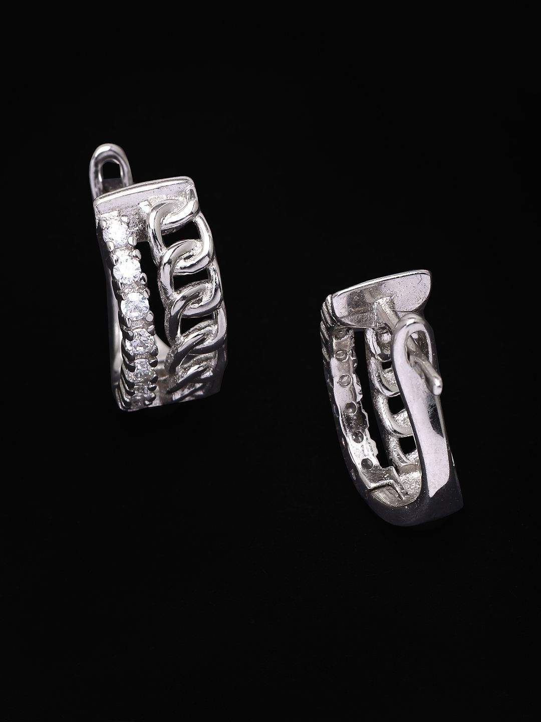PANASH 925 Sterling Perak Bersalut Rhodium Gelung Zirkonia Kubik Bertampal
