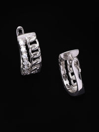 PANASH 925 Sterling Perak Bersalut Rhodium Gelung Zirkonia Kubik Bertampal