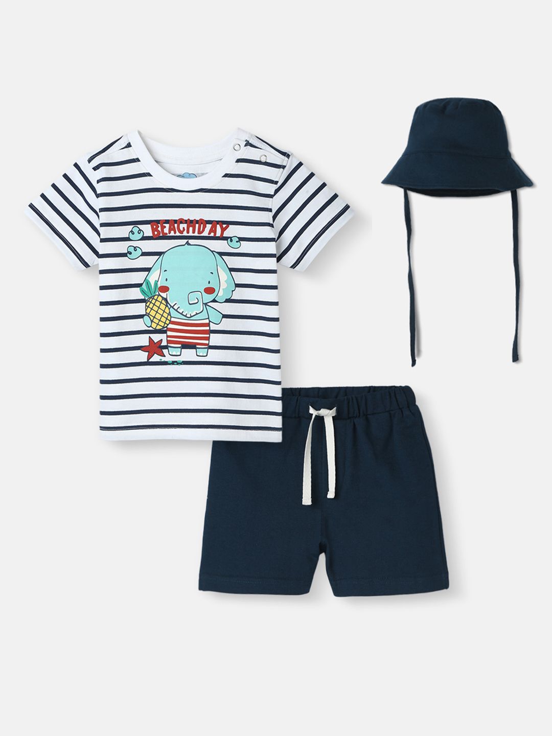 Nauti Nati Boys Printed Short Sleeves Pure Cotton T-shirt With Shorts