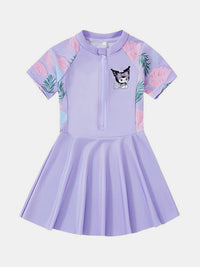 YK Girls Printed Round Neck Swim Dress