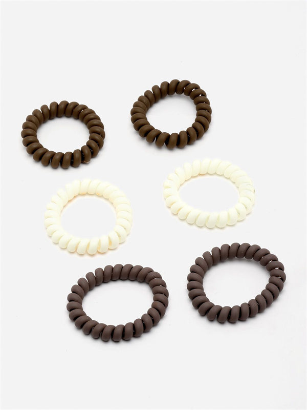 VOGUE PANASH Women Set of 6 Spiral Ponytail Holders