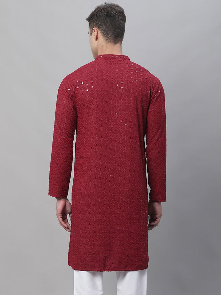 SOJANYA Ethnic Motifs Embroidered Sequinned Pure Cotton Kurta