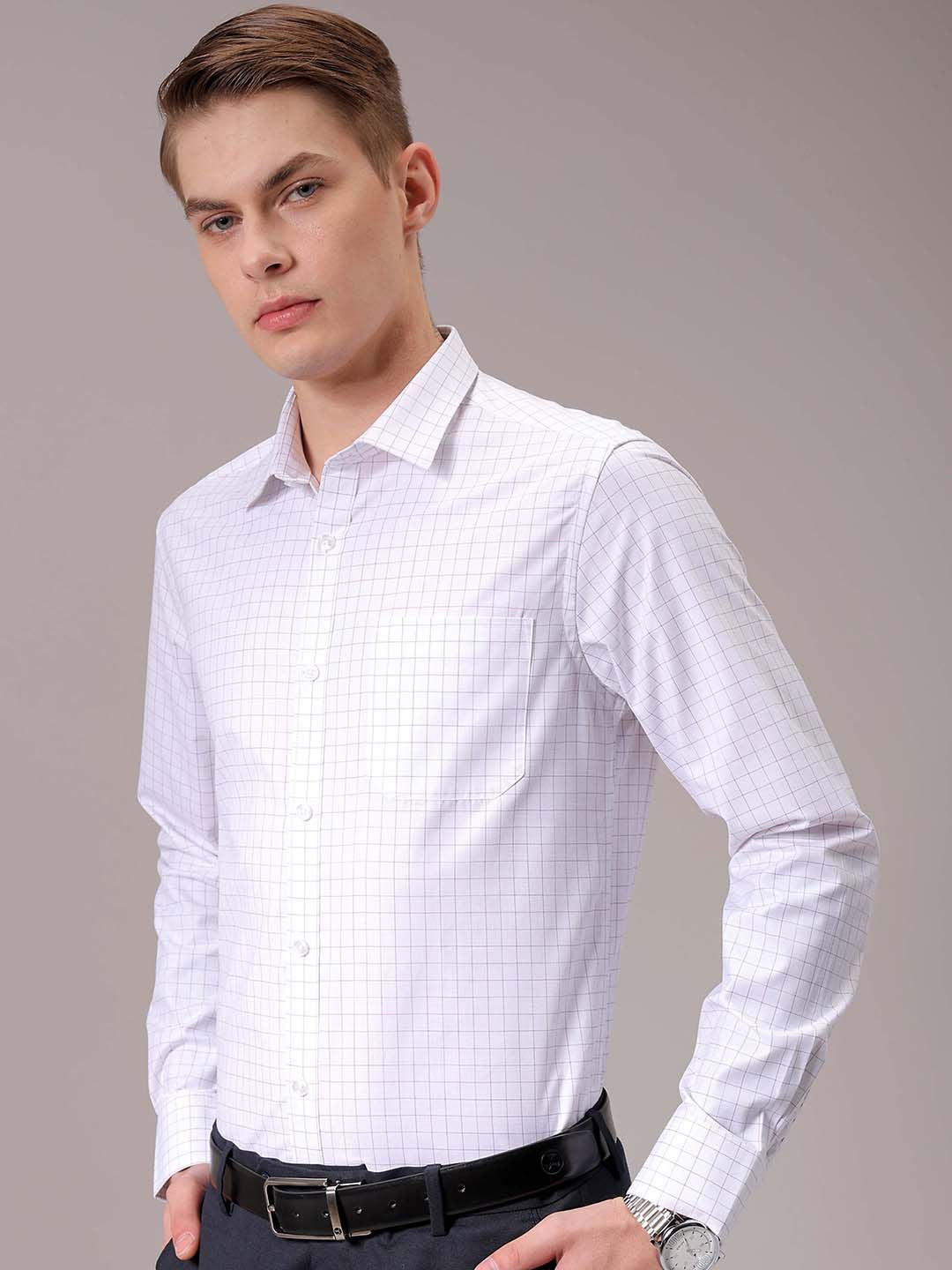The Indian Garage Co. X Luxe Men Spread Collar Micro Checked Slim Fit Formal Shirt