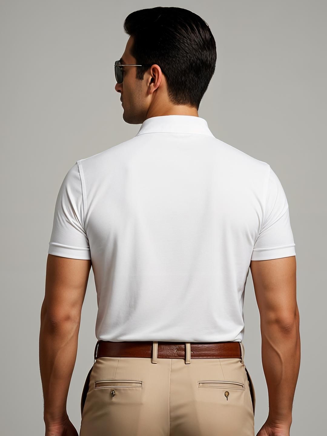 ADRO Men Off White Cotton Tshirts