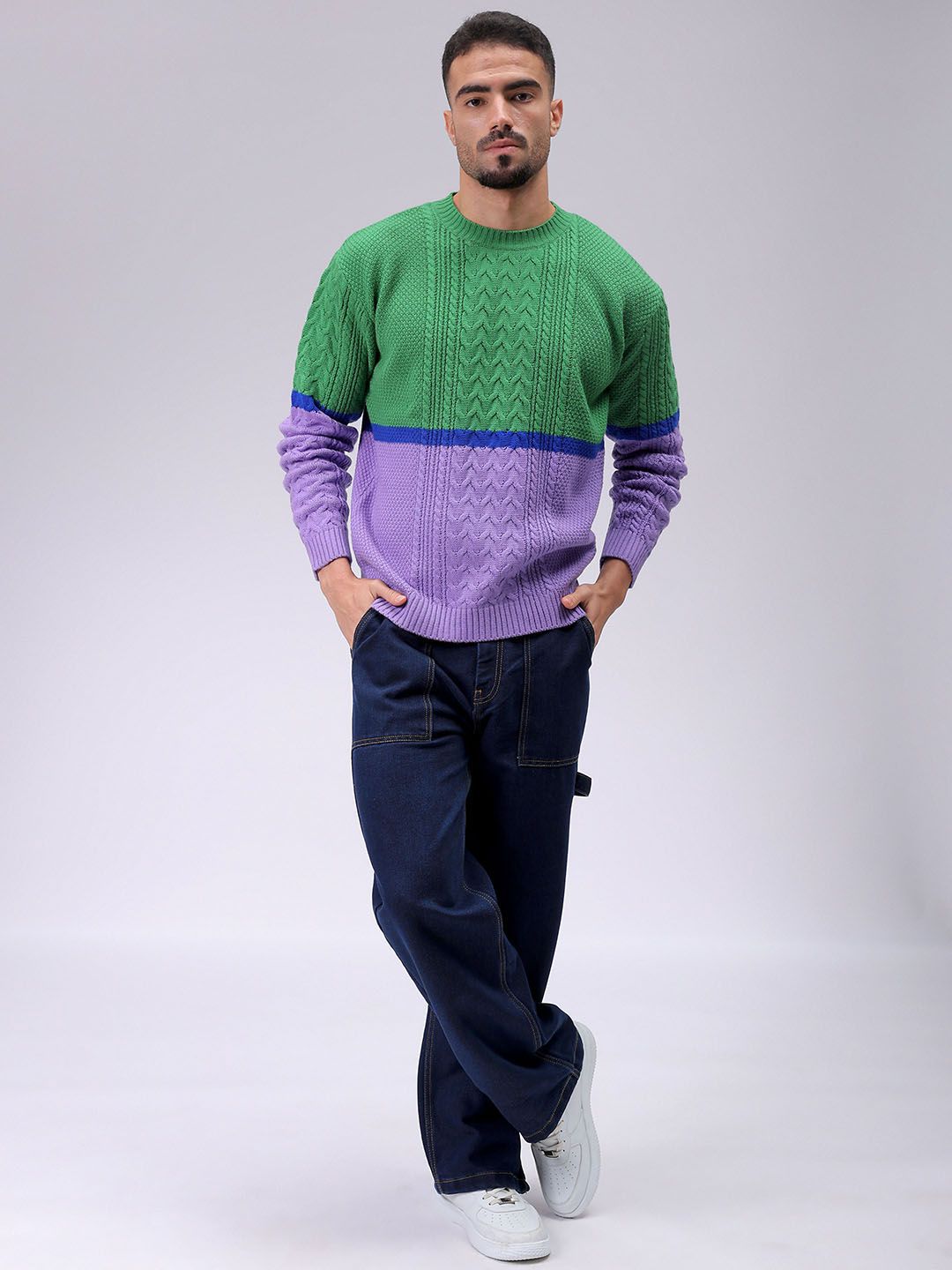 The Indian Garage Co Men Self Design Pullover