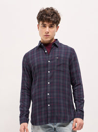THE BEAR HOUSE Men Spread Collar Tartan Checked Slim Fit Shirt