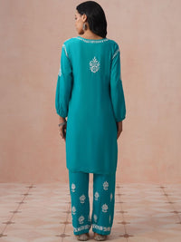 Rumah Chikankari Kurta Chikankari Biasa Wanita dengan Seluar