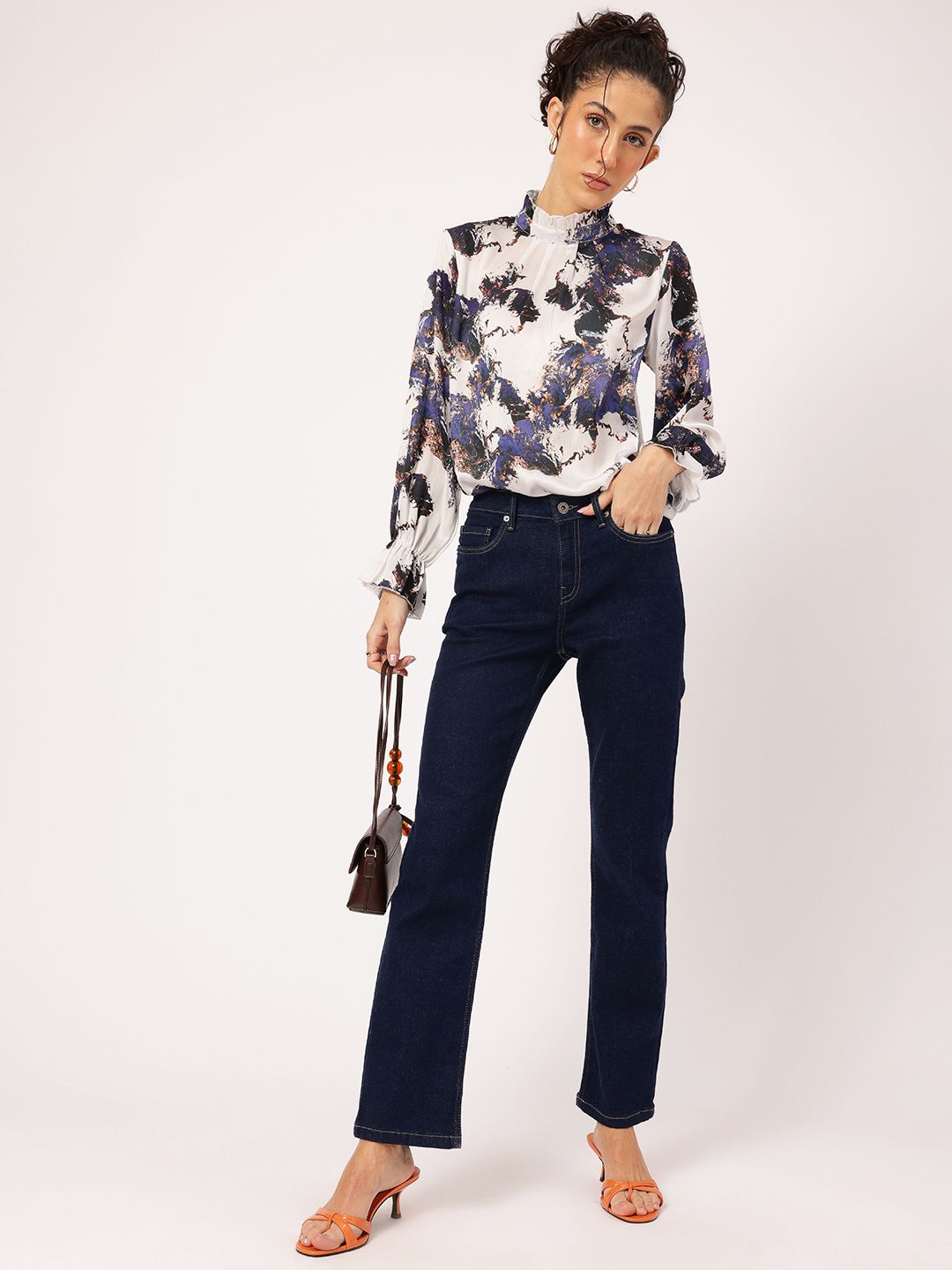 DressBerry Abstract Affection Printed Bell Sleeve Top