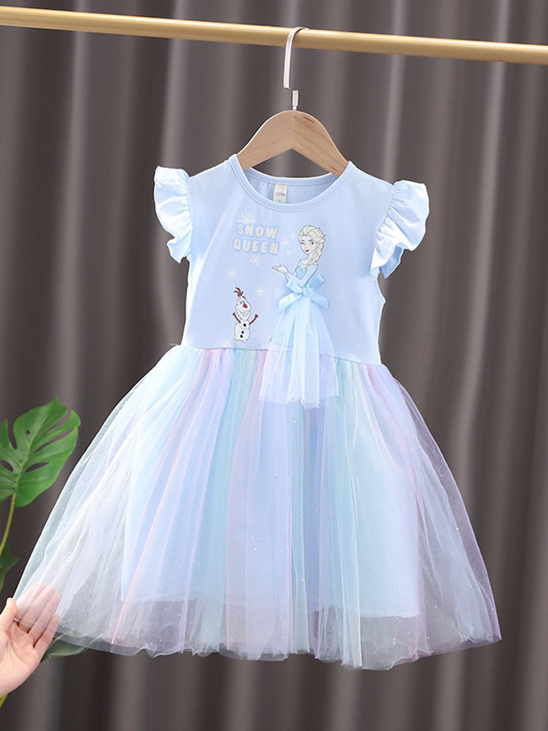 YK Flutter Sleeve Fit & Flare Dress