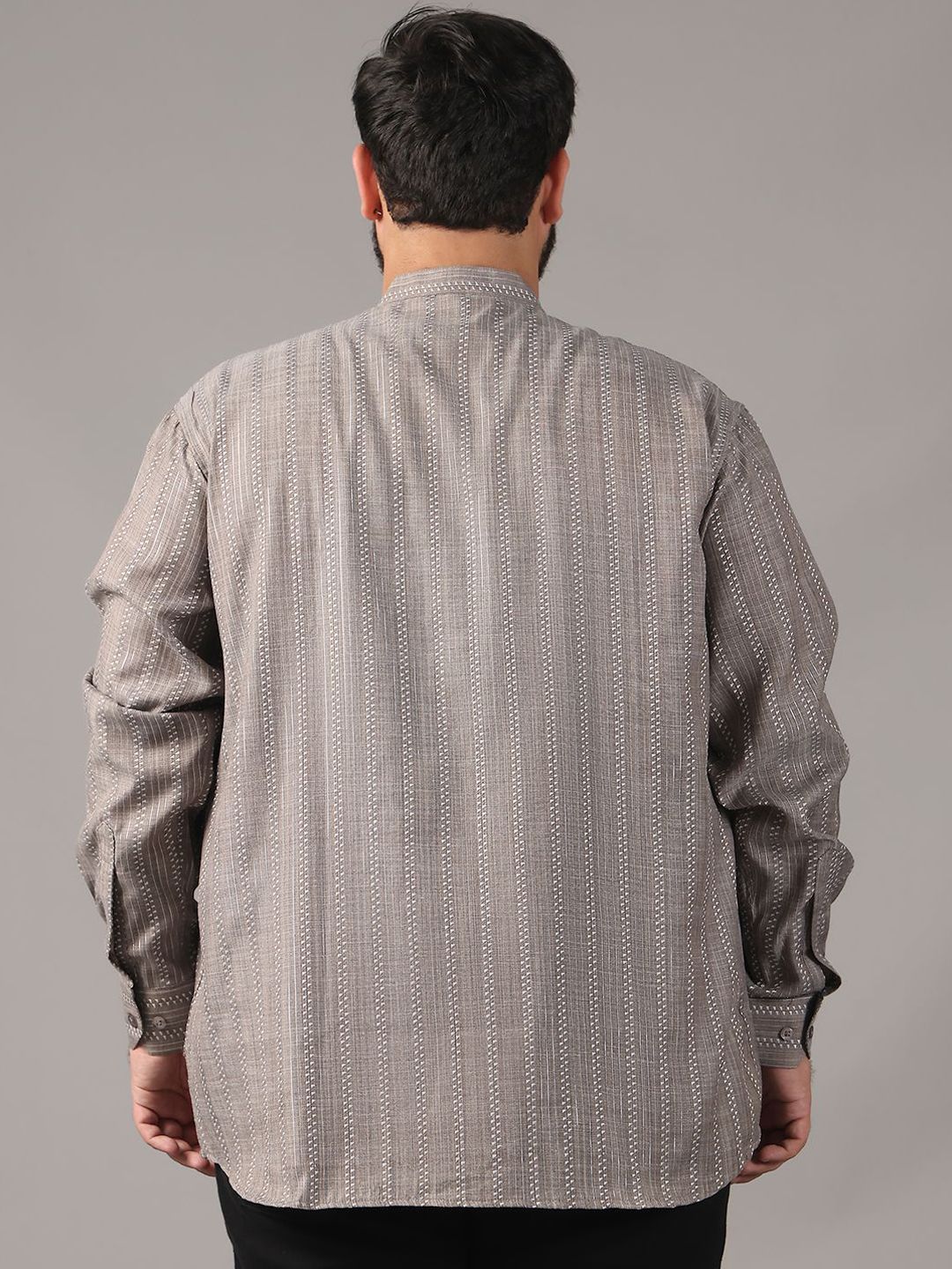 SOJANYA PLUS Saiz Geometric Woven Design Kolar Band Kapas Kurta Lurus