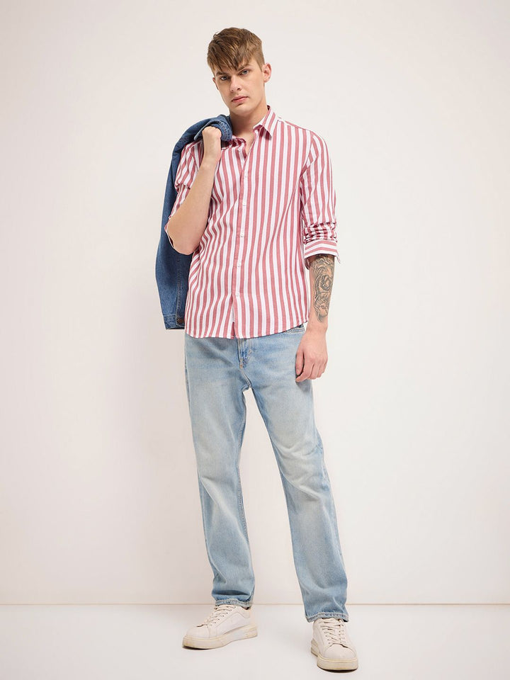 THE BEAR HOUSE Men Slim Fit Striped Casual Shirt