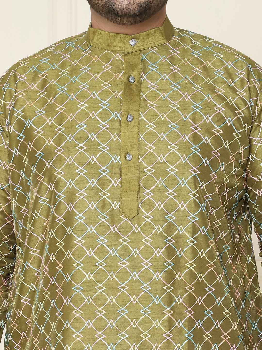 SOJANYA PLUS Size Geometric Printed Band Collar Straight Kurta