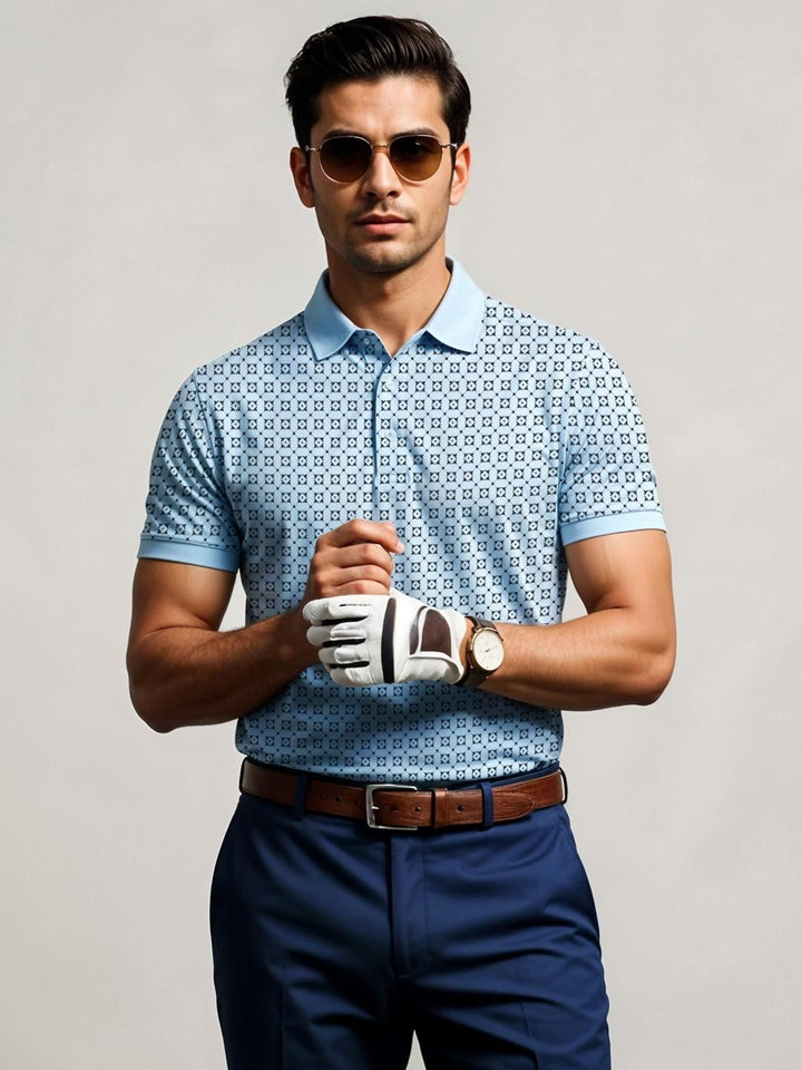 ADRO Men Blue Cotton Tshirts