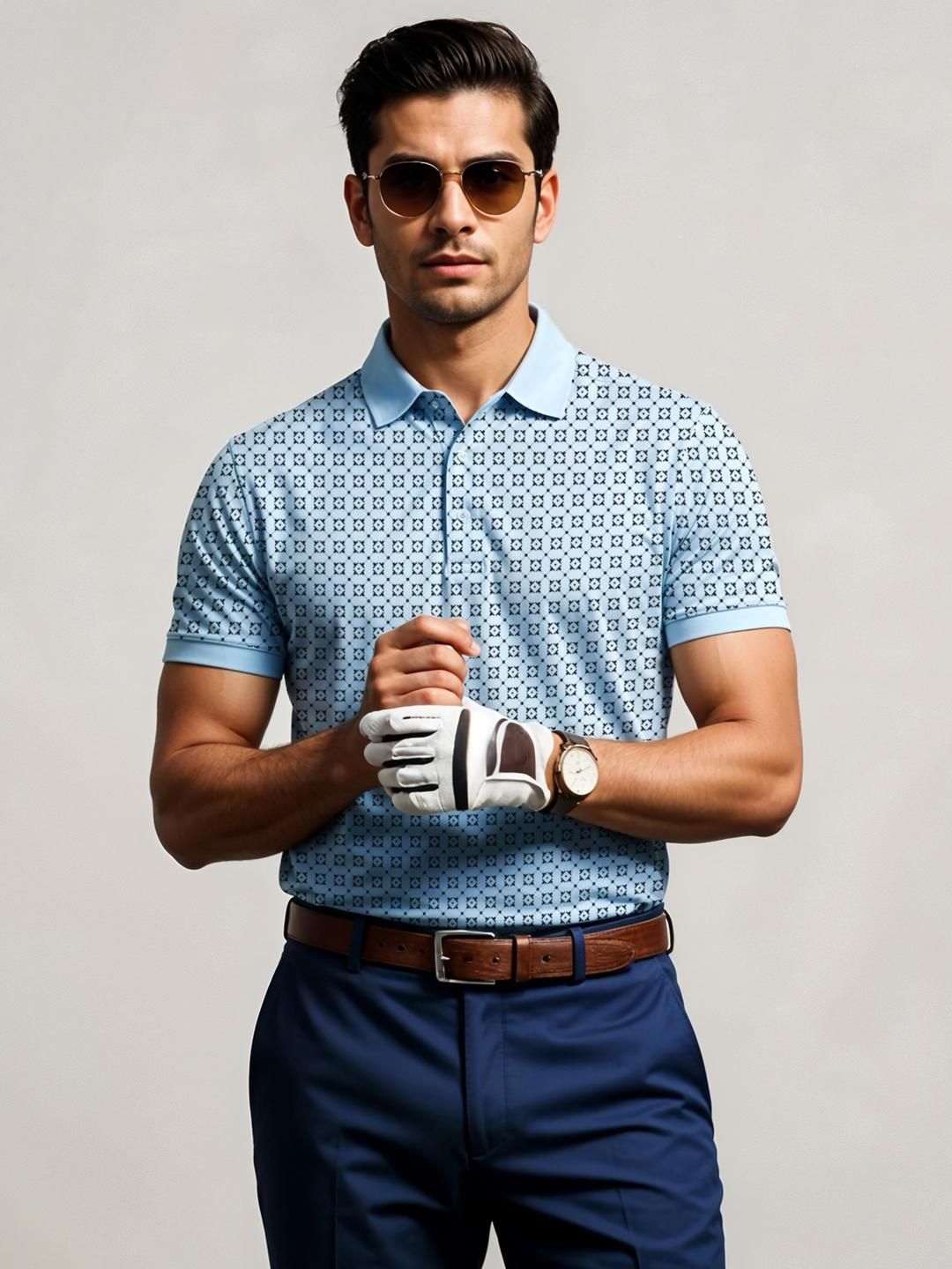ADRO Men Blue Cotton Tshirts