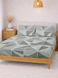 KLOTTHE Grey Geometric 300 TC Cadar Katil King dengan 2 Sarung Bantal