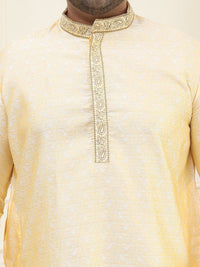 SOJANYA PLUS Woven Design Mandarin Collar Regular Straight Kurta with Pyjamas