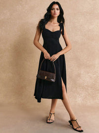 Berrylush Women Smocked Fit and Flare Midi Dress With Slit