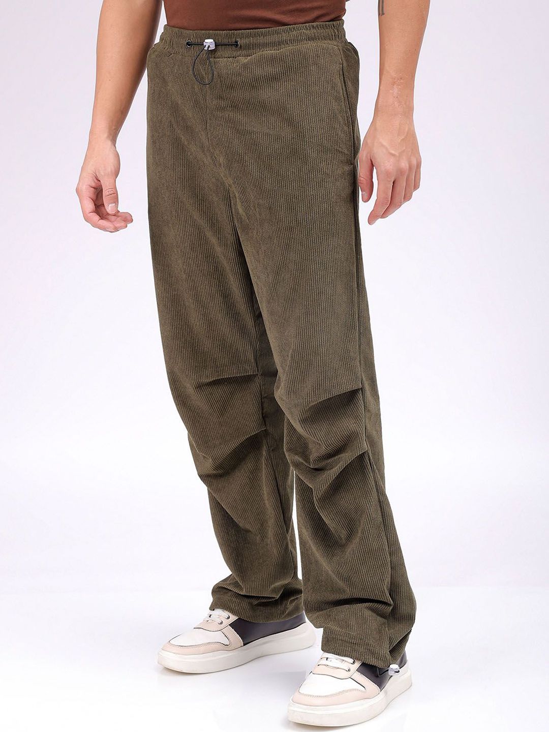 The Indian Garage Co Men Striped Tapered Fit Regular Trousers