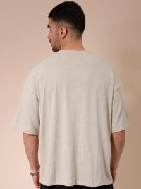The Indian Garage Co Men Self Design Round Neck Oversized T-shirt