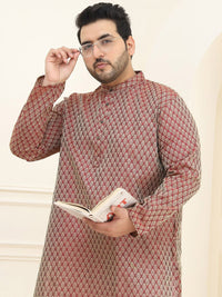 SOJANYA PLUS Ethnic Motifs Woven Design Jacquard Straight Kurta With Pyjama