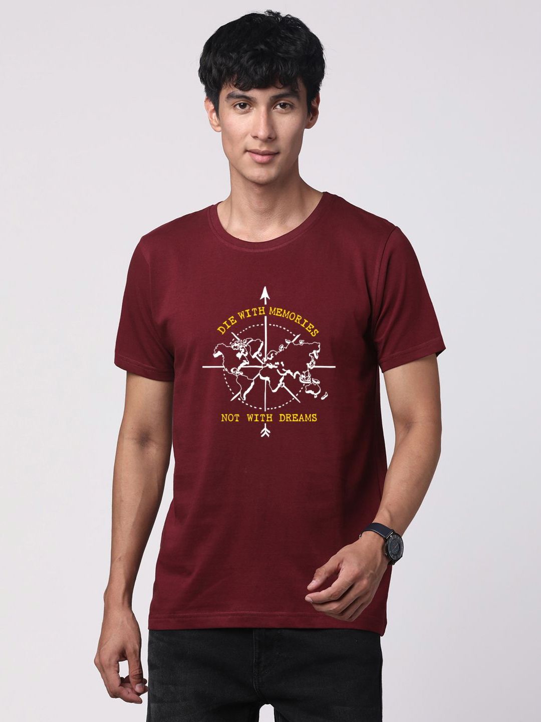 ADRO Pack of 3 Printed Round Neck Cotton T-shirt