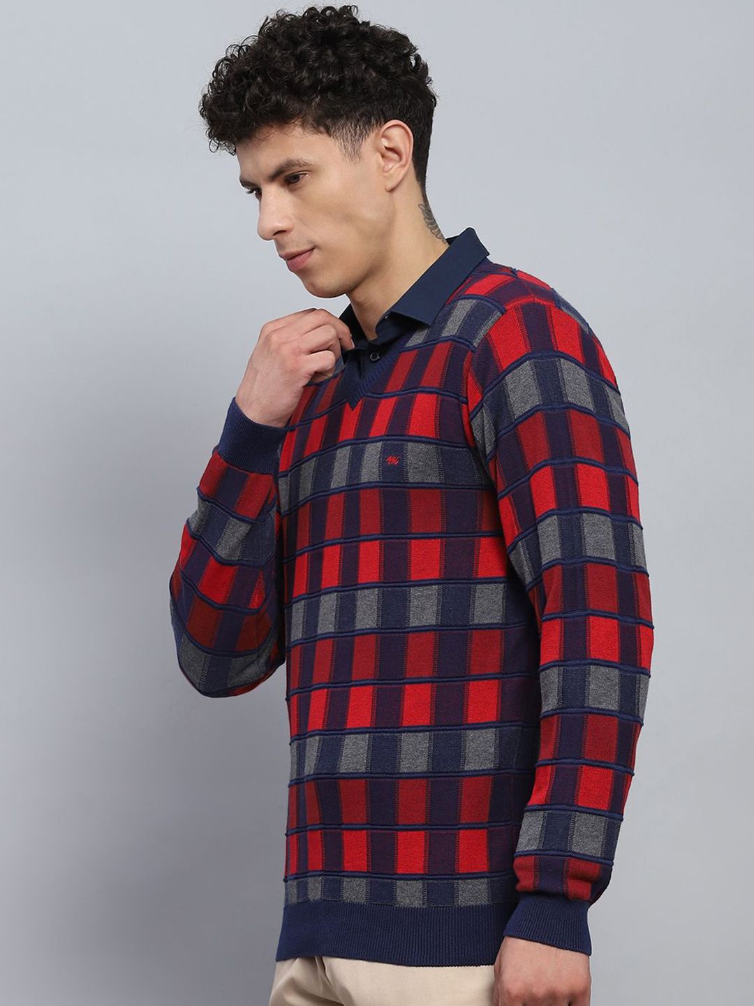 Monte Carlo Men Checked Long Sleeves Pullover