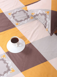 KLOTTHE Berbilang Warna Kapas Geometrik 300 TC Cadar King Halus dengan 2 Sarung Bantal-98 x 89 inci