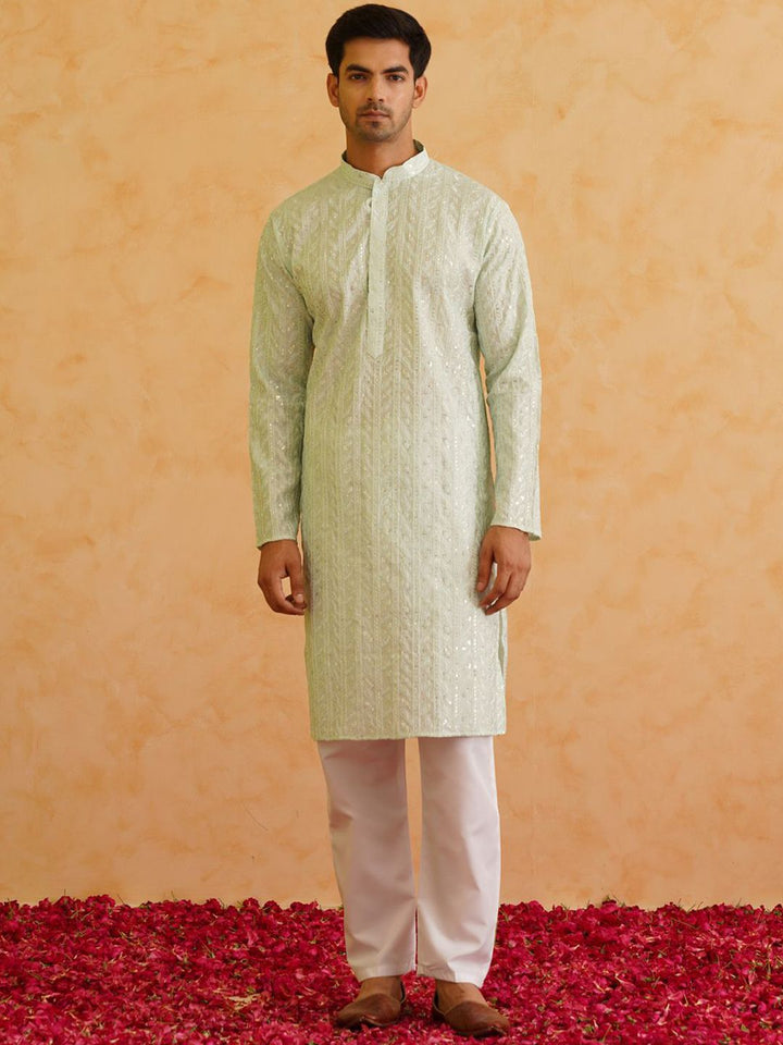 SOJANYA LUXE Embroidered Regular Thread Work Cotton Silk Kurta with Pyjamas
