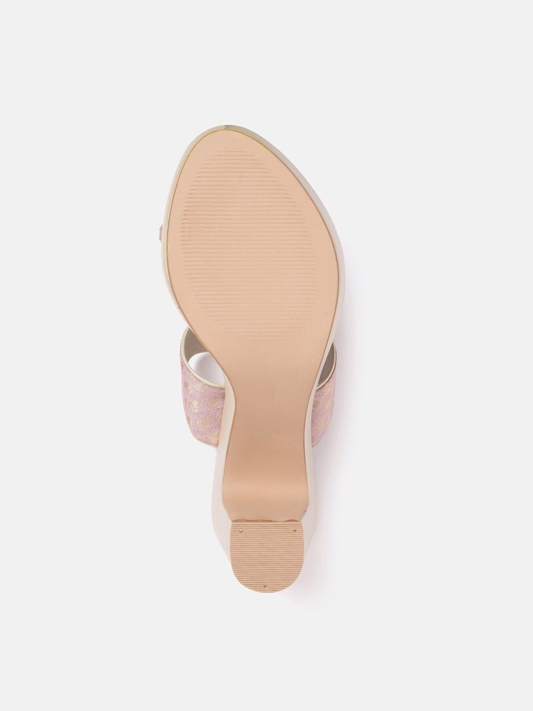 House of Pataudi Women Mauve & Gold-Toned Ethnic Platform Heels