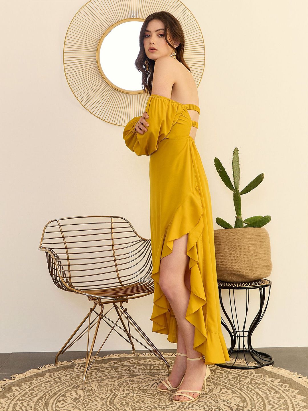 Berrylush Off-Shoulder A-Line Midi Dress